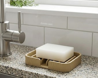 Fluted Soap Dish – Modern Self-Draining 3D-Printed Soap Tray