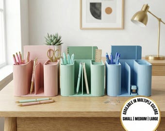 Universal Multi-Slot Desk Organizer | Modern Aesthetic Stationery Caddy | Desktop Pen & Notebook Holder | Premium 3D Printed Office Storage
