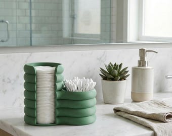 Dual Cotton Pad & Swab Organizer, Ribbed Design