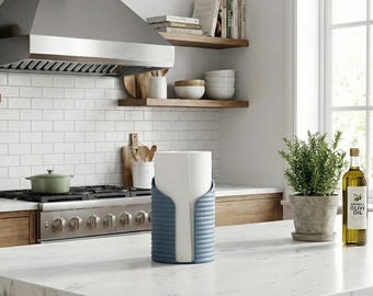 Minimalist Ribbed Kitchen Towel Holder | Countertop Paper Roll Caddy | Modern Scandi Home Décor house warming gift kitchen tidy