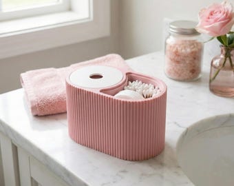 Modern Bathroom Organizer Vanity Tray for Cotton Buds & Pads Ribbed Makeup Storage Box Desk Stationery Tidy Minimalist Home Décor