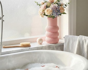 Ribbed Modular Vase Custom Home Décor | Modern Statement Flower Pot for Dried or Fresh Blooms housewarming gift.