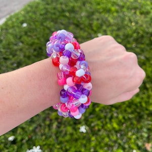 Pink, Purple, and Red kandi cuff