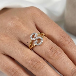 Custom Initial S Ring in 14K Gold, Pavé Diamond Letter Ring, Personalized Monogram Statement, Custom Order Available, Alphabet Letter Ring
