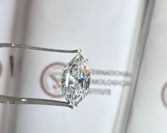 Diamante cultivado en laboratorio de 2,00 quilates con certificación IGI, talla hexagonal larga, diamante suelto CVD para anillo de compromiso, diamante hexagonal alargado único.