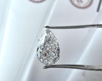 Diamante cultivado en laboratorio con forma de pera de 2,00 quilates certificado por IGI, diamante CVD con forma de pera modificado antiguo, diamante único para anillo de compromiso.