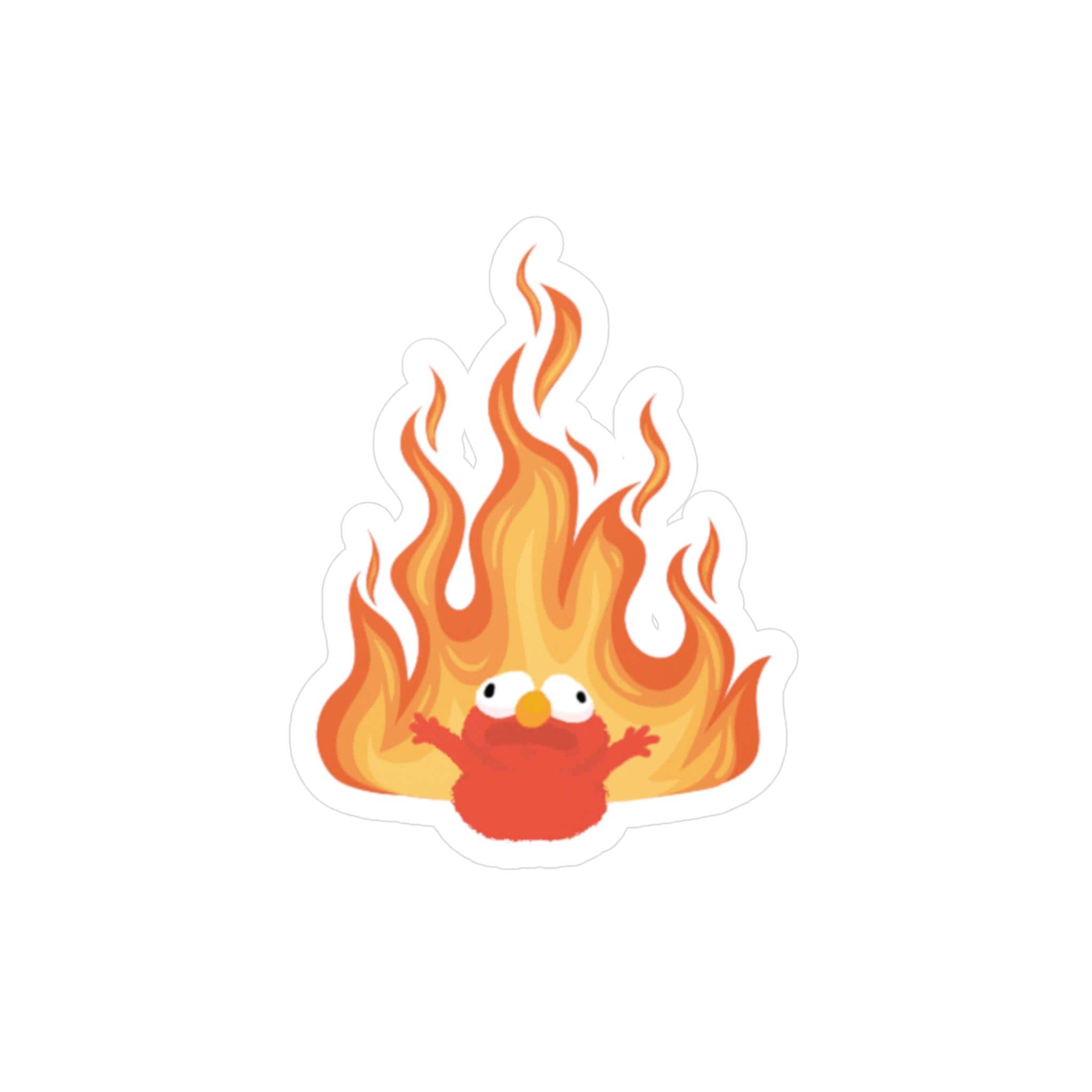 Fire Elmo Sticker Kiss-cut Vinyl Decal | Cute Derpy Elmo Burning