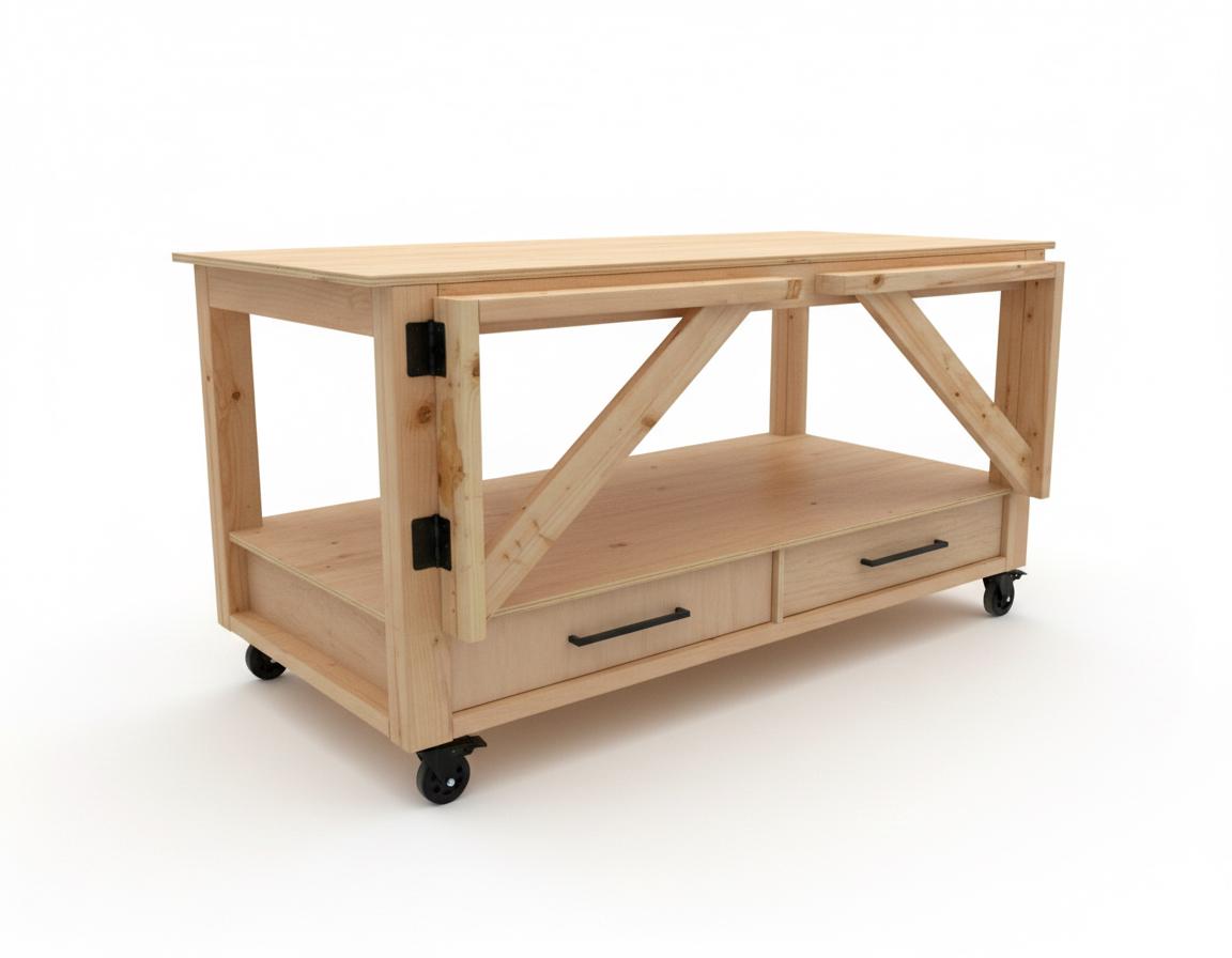 DIY Flip-top Mobile Workbench Plan - Imperial Table With Shelves ...