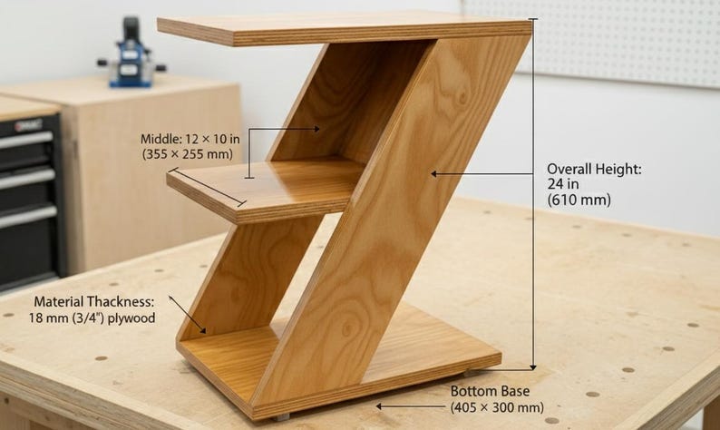 Simple Timber Stand DIY Z-shelf Wood Stand Plans – 3-tier Modern Home Decor Shelf | Easy ...