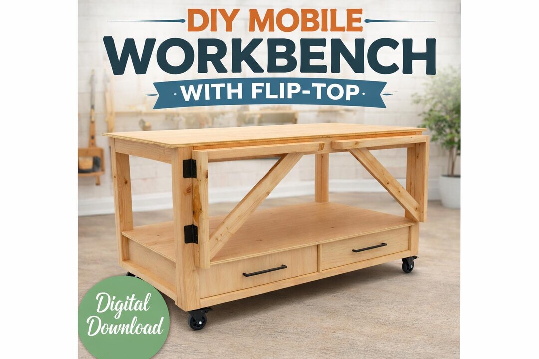 DIY Flip-top Mobile Workbench Plan - Imperial Table With Shelves ...