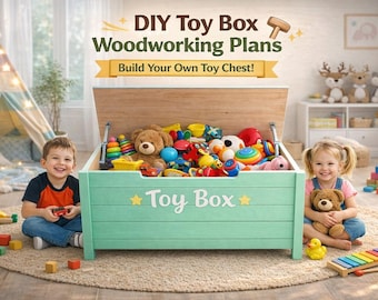 Kids Toy Box PDF Plan - DIY Farmhouse Storage Chest | Beginner Woodworking Instant Download