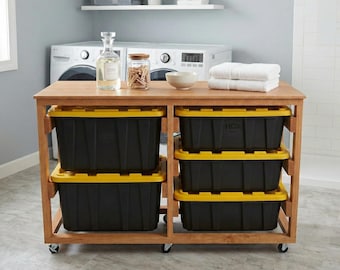 DIY Mobile Tote Storage Plan - Laundry Basket Organizer Rack | Digital Download