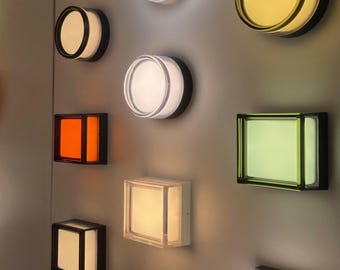Outdoor Mid-Century Modern LED Wall Sconce, Round & Square Light