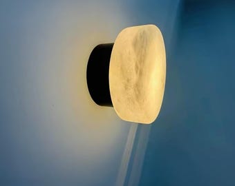 Marble wall sconce, round sconce stone wall light brass wall sconce