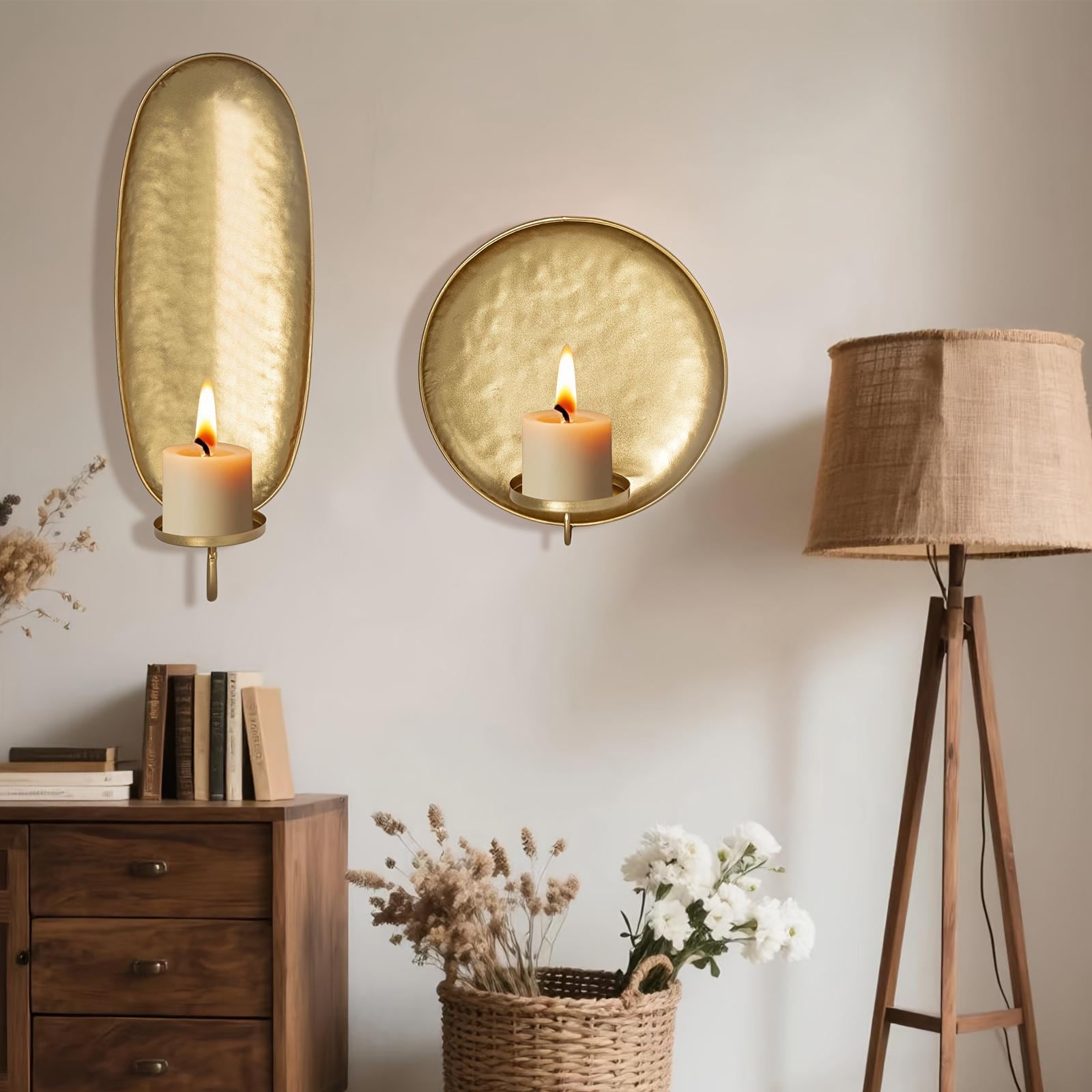 Golden Metal Wall Candle Sconce Set: Modern Home and Wall Decor - Etsy