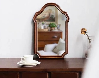 Walnut Wood Framed Mirror - Silver Electroplated Glass