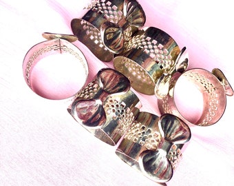 ヴィンテージ シルバーメッキ 磁器 ナプキンリング - 4個セット - Etsy