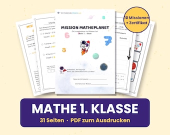 Mathe Lernheft 1. Klasse zum Ausdrucken | Weltraum Arbeitsblätter Plus & Minus | PDF Download