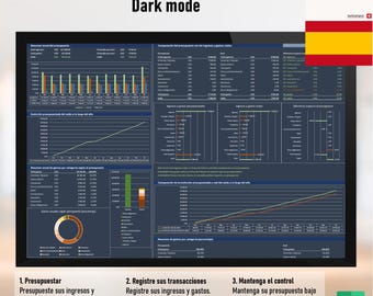 Plantilla Presupuesto Excel (Español) – Dark Mode + Dashboard – Mensual y Anual – Ingresos y Gastos