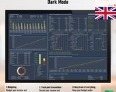 Excel Budget Planner (English) – Dark Mode + Dashboard – Monthly & Yearly Budget – Income Expense Tracker