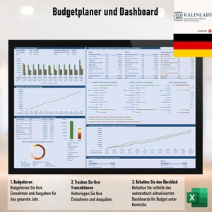 Haushaltsbuch Excel Vorlage Deutsch – Budgetplaner Monat & Jahr + Dashboard – Einnahmen Ausgaben Tracker