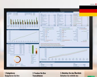 Haushaltsbuch Excel Vorlage Deutsch – Budgetplaner Monat & Jahr + Dashboard – Einnahmen Ausgaben Tracker