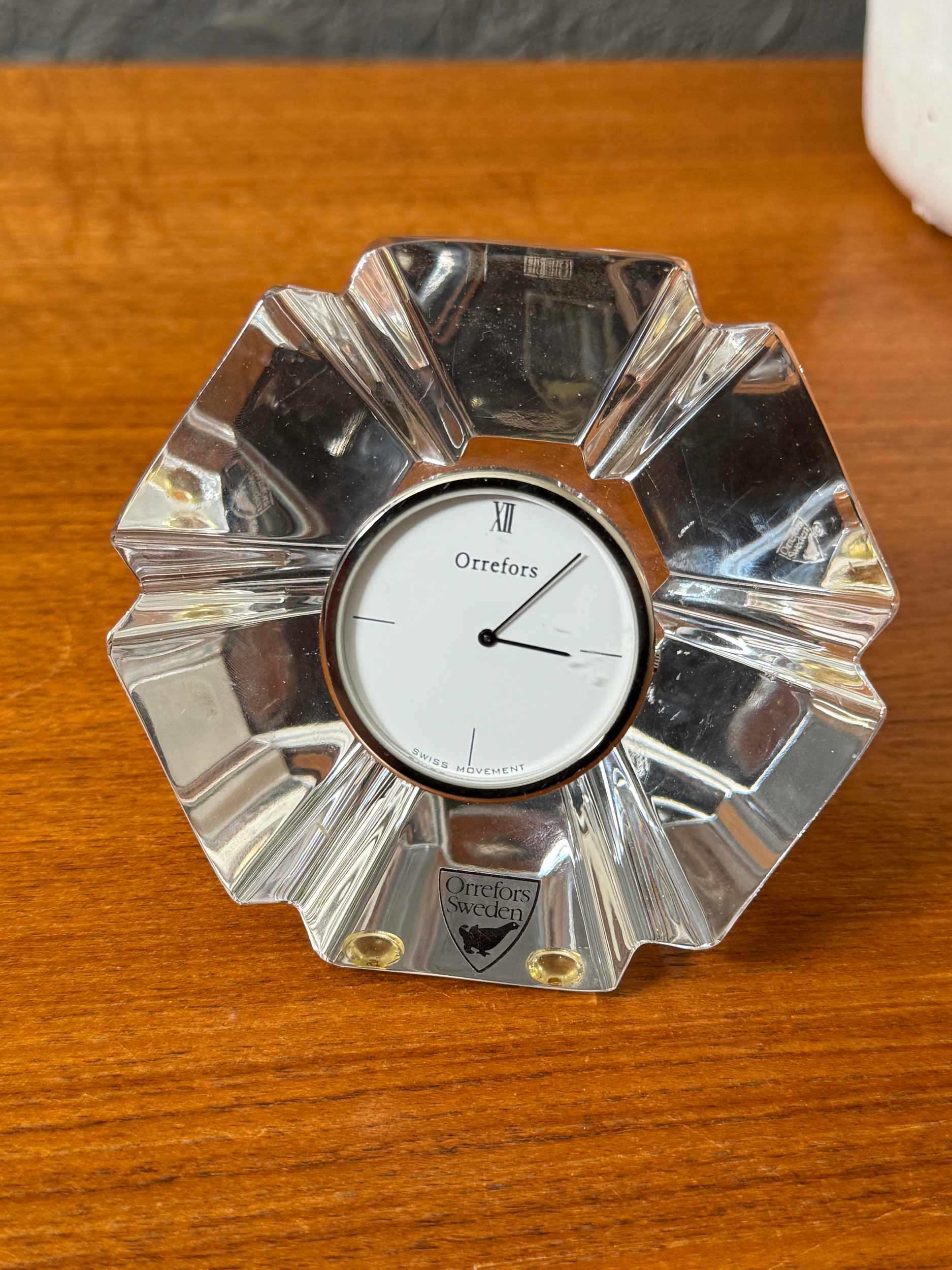 Lars Clock Vintage Orrefors Orion Crystal Desk Clock by Lars Hellsten - Etsy