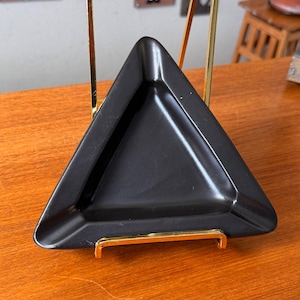 Ashtray Upsala Ekeby – Black Triangular Ceramic
