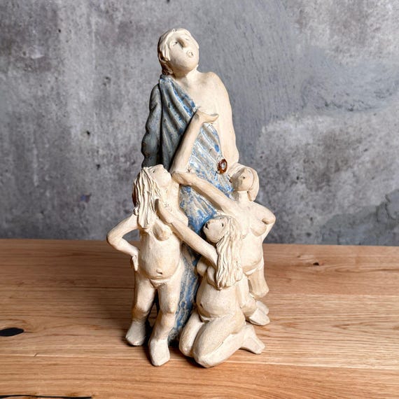 A ceramic sculpture by named Swedish master Klase Jr of Höganäs depicting a Biblical motif — this is signed collectible studio art with real provenance.