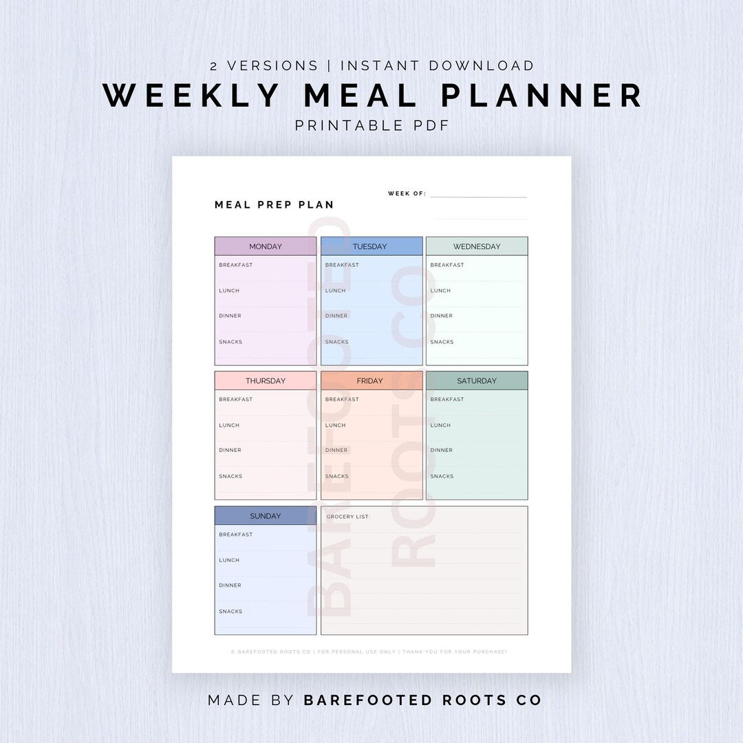 Weekly Meal Prep Planner Printable - Etsy