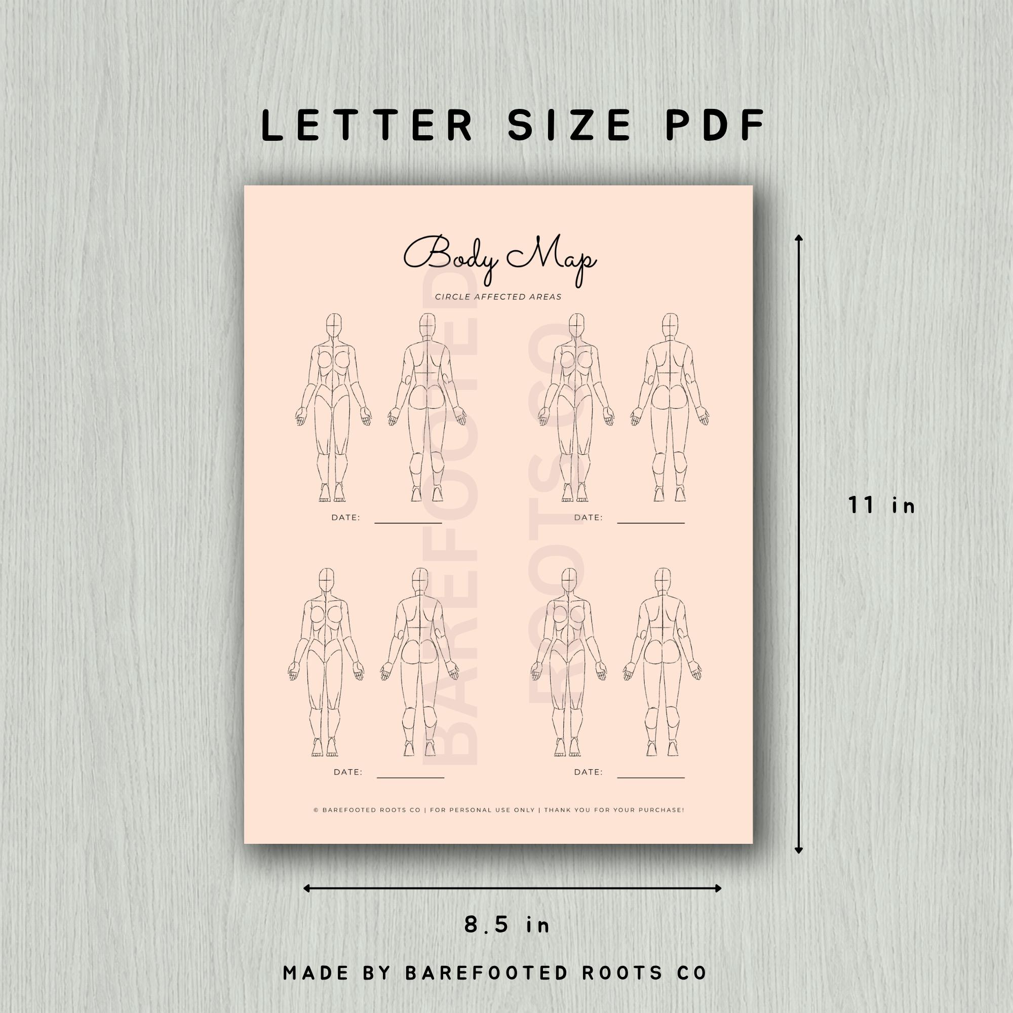 Chronic Pain Tracker Printable | Daily Log, Body Map (PDF Download) - Etsy