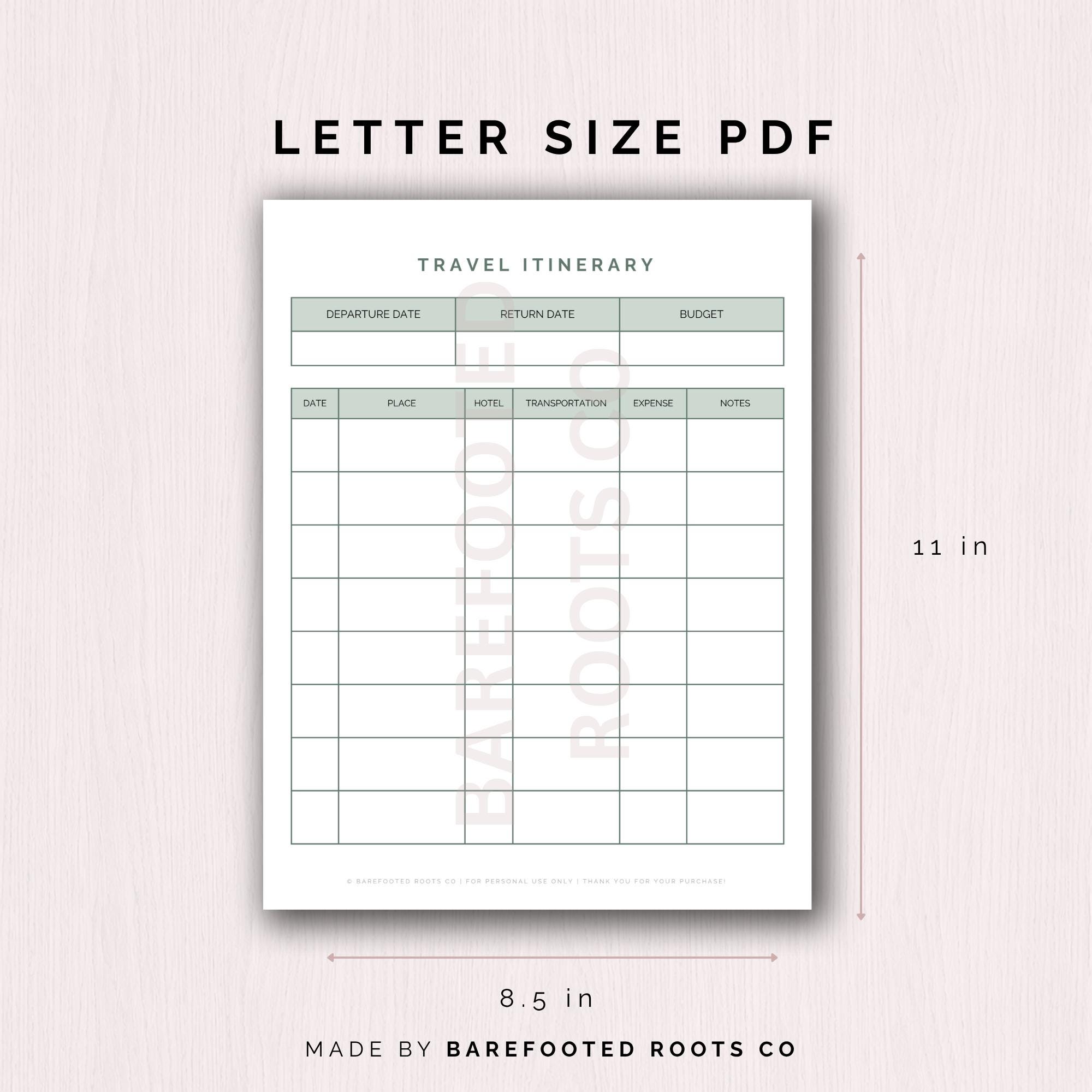 Travel Packing List Printable PDF | Trip Planner Vacation Checklist ...