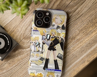 Funda para iPhone de los gemelos Kagamine Rin y Len Vocaloid / Funda magnética resistente a impactos