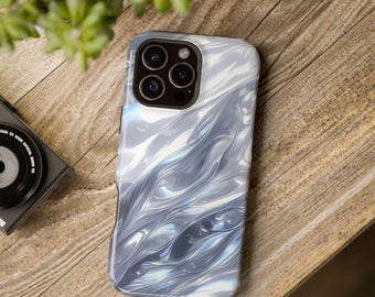 Funda para teléfono de mármol iridiscente / Funda magnética resistente a impactos