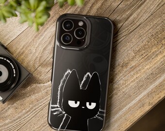 Funda para iPhone con diseño de gato negro Y2k / Funda magnética resistente a impactos