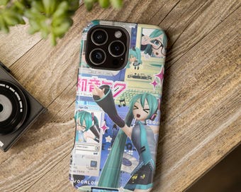 Bonita funda para iPhone de Hatsune Miku Vocaloid / Funda magnética resistente a impactos
