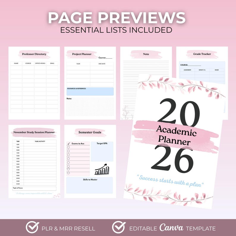 2026 Academic Planner Canva Template, Pastel Candy Student Organizer ...