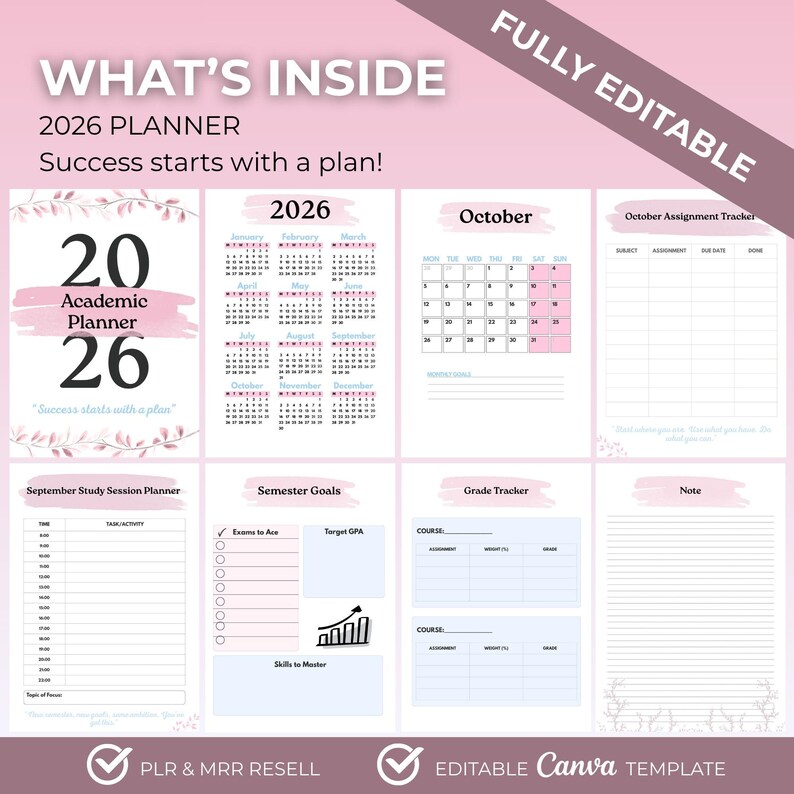 2026 Academic Planner Canva Template, Pastel Candy Student Organizer ...