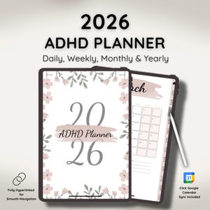 Planificador digital para TDAH 2026, sincronización con Google Calendar, plantilla de Canva (PLR MRR)