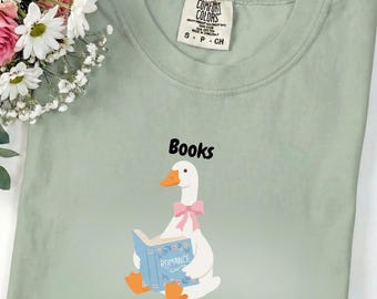 Books Are My Valentine Goose T-shirt | Coquette Cottagecore