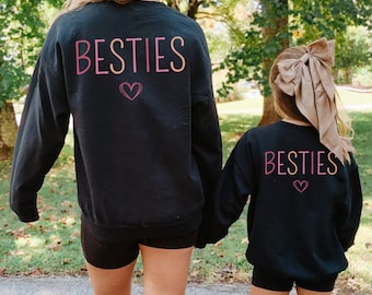 Matching Mama and Me Outfit, Besties Familien Shirts, Mom und Mini Sweatshirts, Mommy and Me T-Shirts, Partnerlook Pulli für Mutter und Baby