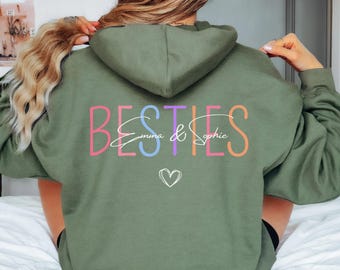Personalisierter Besties Hoodie, Beste Freundin Geschenk, Partnerlook Shirts, Geburtstag Geschenkidee Bestie, Weihnachtsgeschenk Freundin