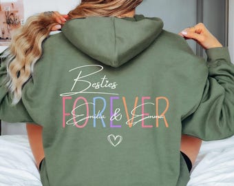 Personalisiertes Freundschaftsshirt Partnerlook, Besties Hoodie, Bestie Pulli, Friend And Friend T-Shirts, Long Distance Best Friend Pullis