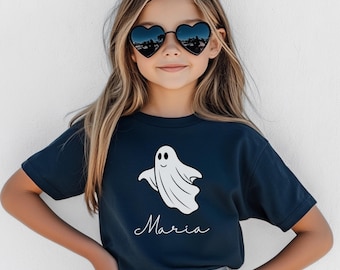 Personalisiertes Shirt für Kinder, Halloweenshirt Kinder, Geister Shirt für Mädchen & Jungen, Gespenster Outfit Kind, Halloween Kinder Shirt