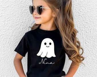Halloween Shirt für Kinder Personalisiert, Halloweenshirt für Mädchen & Jungen, Gespenster Shirt Halloween Kinder, Halloween Tshirt Kinder