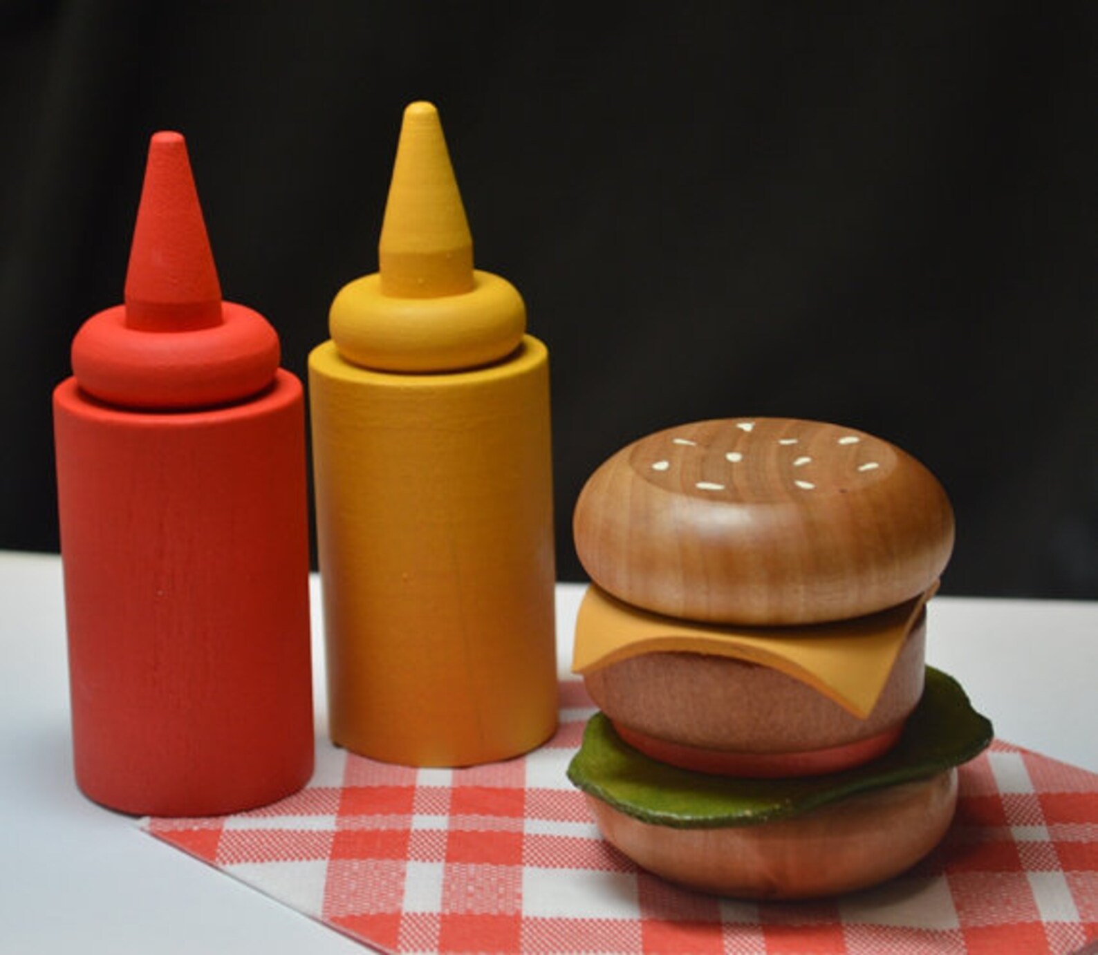 Pretend Food Cheese Burger Play Food Stacking Toy Pretend Play Etsy