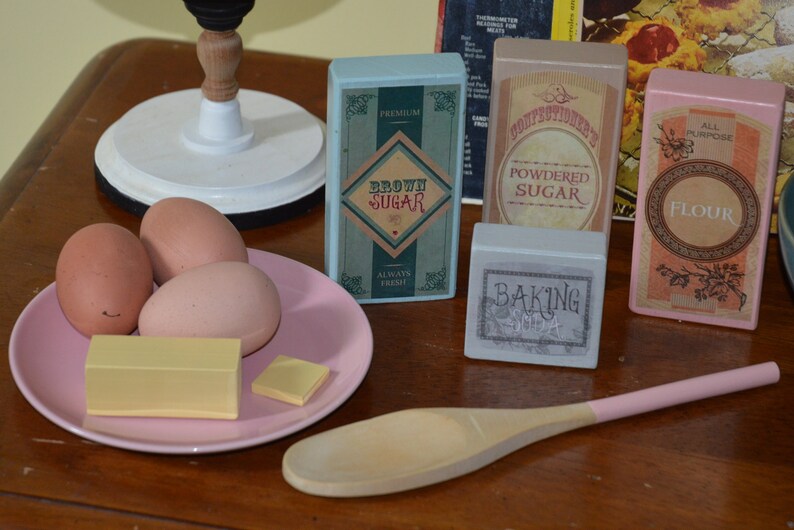 Play Food Pantry Baking Items Wood Boxed Basic Baking Etsy