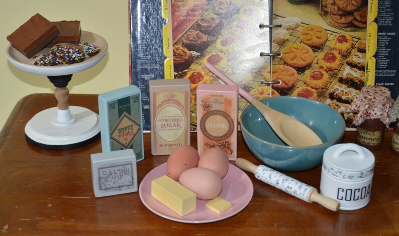 Play Food Pantry Baking Items Wood Boxed Basic Baking Etsy
