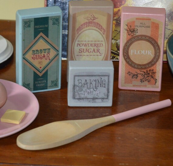 Play Food Pantry Baking Items Wood Boxed Basic Baking Etsy