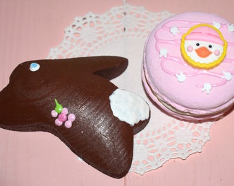 Play Food Easter Chocolate Bunny Cookie and Macaron  Seconds (please read description)